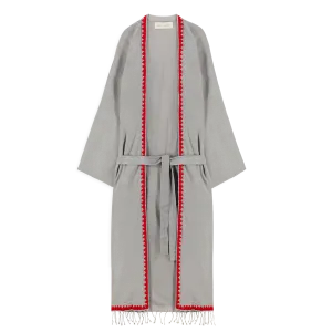 Masterpiece I - LONG CASHMERE Kaftan Robe - Stone/Red
