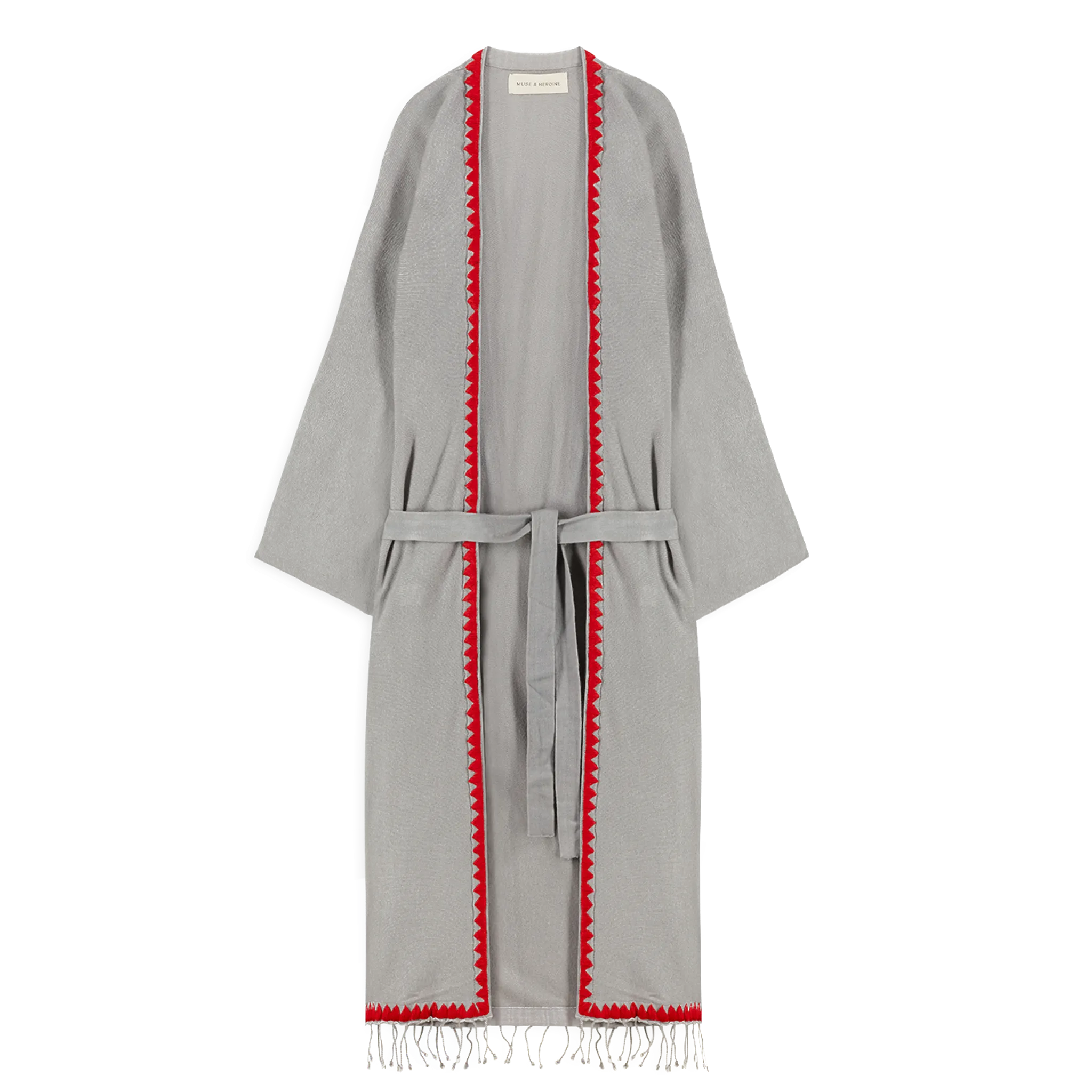 Masterpiece I - LONG CASHMERE Kaftan Robe - Stone/Red