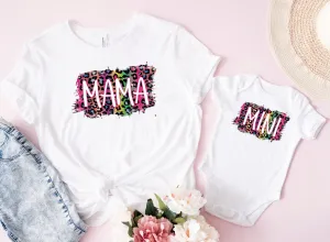 Matching Mini & Mama Mummy Personalised T-Shirt & Vest colourful - White Only