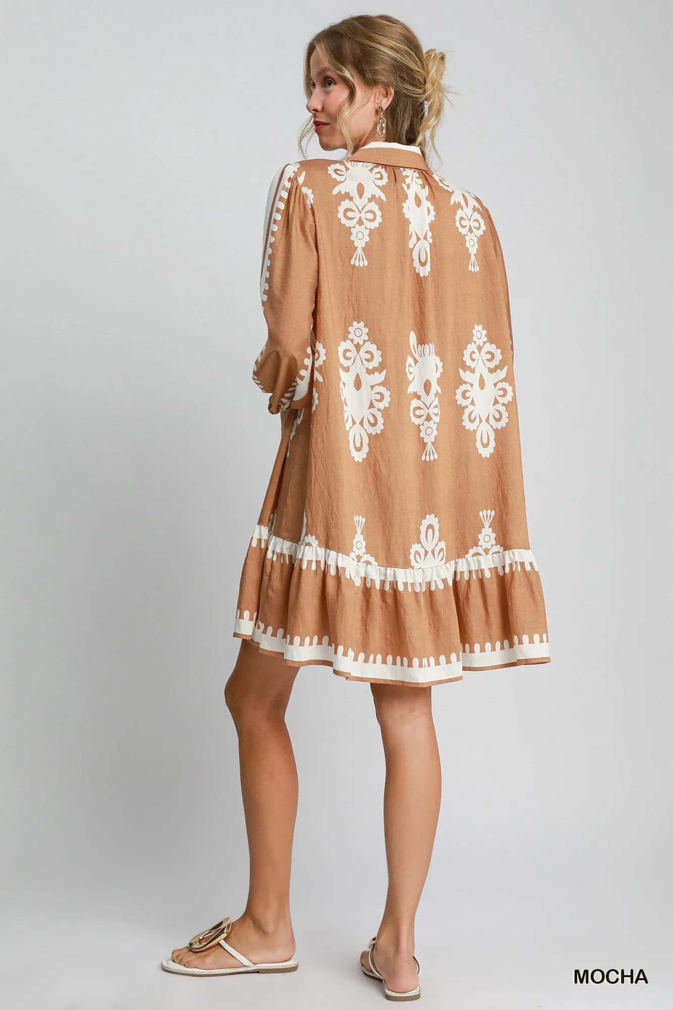 Mavis Border Print Tiered Hem Dress