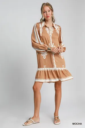 Mavis Border Print Tiered Hem Dress