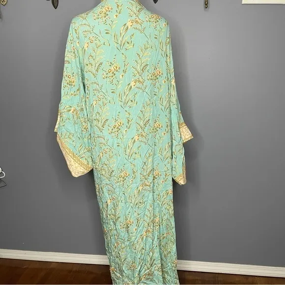 Maxi length floral boho cotton blend robe duster modern mumu size Large