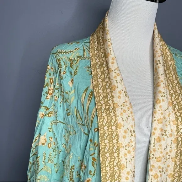 Maxi length floral boho cotton blend robe duster modern mumu size Large