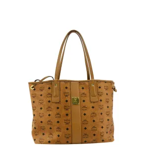 MCM Reversible Liz Medium Visetos Canvas Shopper Tote Bag Cognac
