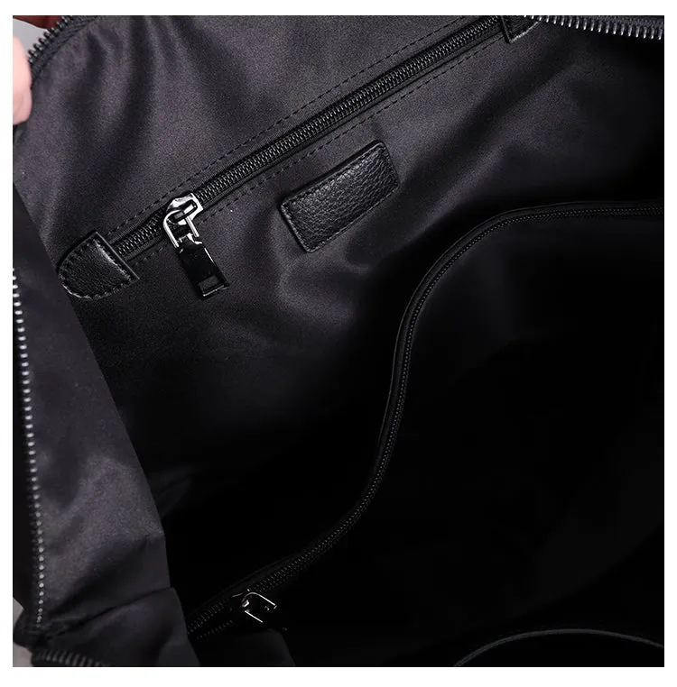 Mens Leather Nylon Tote Bag Nylon Crossbody Bag Mens Nylon Shoulder Bag Nylon Handbags Shoulder Bag