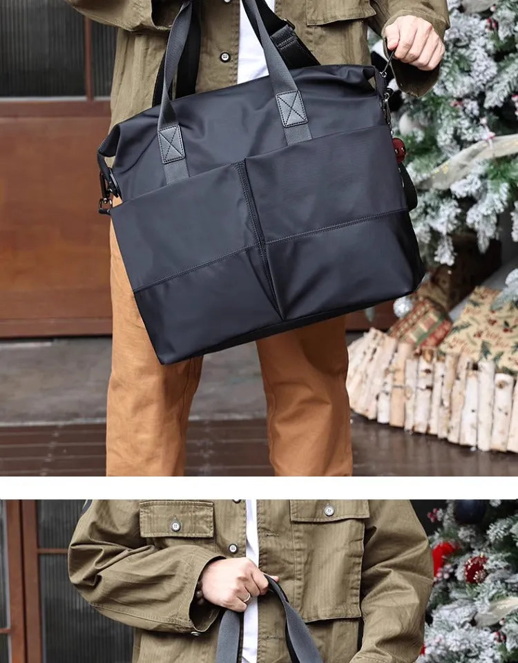 Mens Leather Nylon Tote Bag Nylon Crossbody Bag Mens Nylon Shoulder Bag Nylon Handbags Shoulder Bag