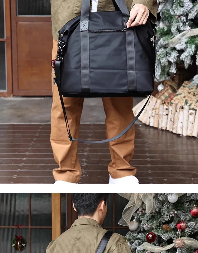 Mens Leather Nylon Tote Bag Nylon Crossbody Bag Mens Nylon Shoulder Bag Nylon Handbags Shoulder Bag