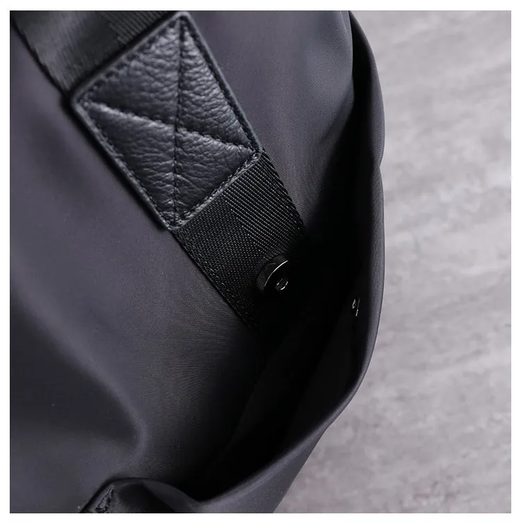 Mens Leather Nylon Tote Bag Nylon Crossbody Bag Mens Nylon Shoulder Bag Nylon Handbags Shoulder Bag