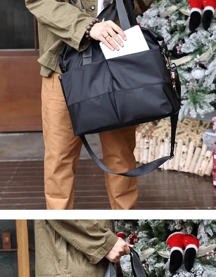 Mens Leather Nylon Tote Bag Nylon Crossbody Bag Mens Nylon Shoulder Bag Nylon Handbags Shoulder Bag