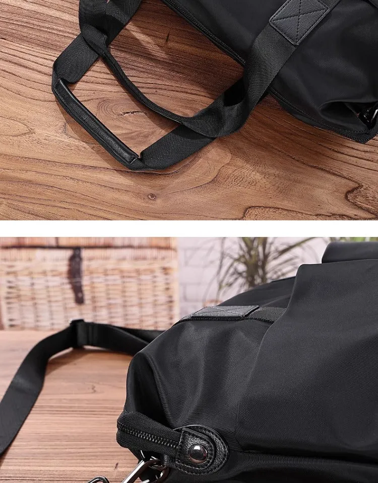 Mens Leather Nylon Tote Bag Nylon Crossbody Bag Mens Nylon Shoulder Bag Nylon Handbags Shoulder Bag