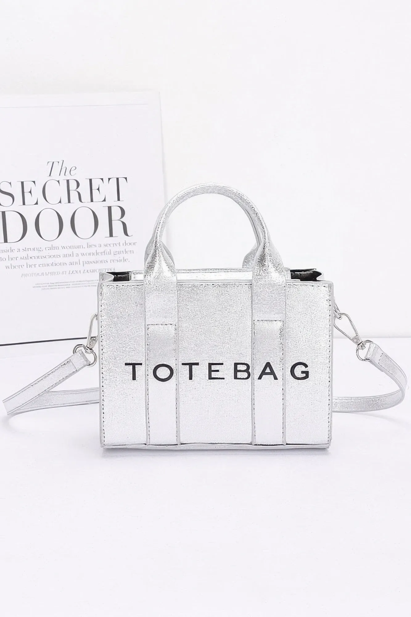 Metallic Faux Leather Tote Bag