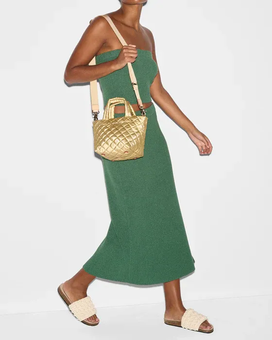Micro Metro Tote Deluxe | Light Gold Pearl Metallic