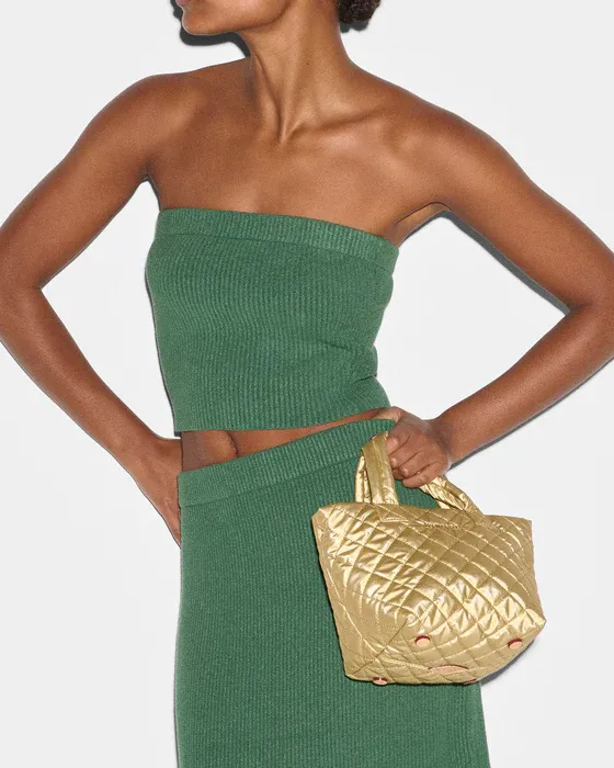 Micro Metro Tote Deluxe | Light Gold Pearl Metallic