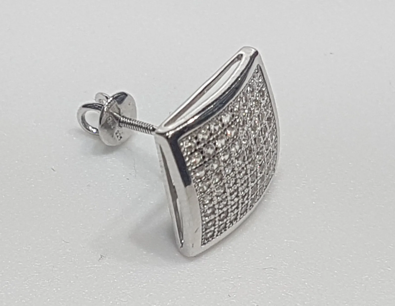 Micropavé Square Stud Silver CZ (Pair)