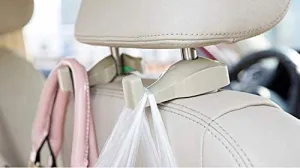 Millennium Collection 2 Pack Universal Car Vehicle Back Seat Headrest Hanger Holder Hook for Bag Purse Cloth Grocery (White 2 Pack)