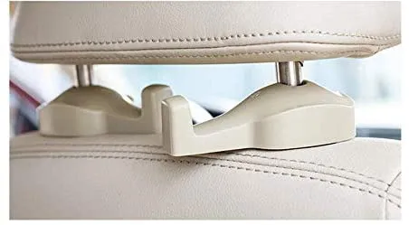 Millennium Collection 2 Pack Universal Car Vehicle Back Seat Headrest Hanger Holder Hook for Bag Purse Cloth Grocery (White 2 Pack)