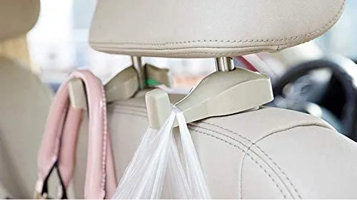 Millennium Collection 2 Pack Universal Car Vehicle Back Seat Headrest Hanger Holder Hook for Bag Purse Cloth Grocery (White 2 Pack)
