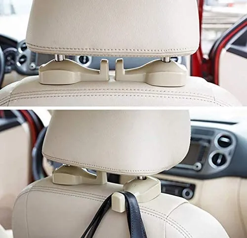 Millennium Collection 2 Pack Universal Car Vehicle Back Seat Headrest Hanger Holder Hook for Bag Purse Cloth Grocery (White 2 Pack)