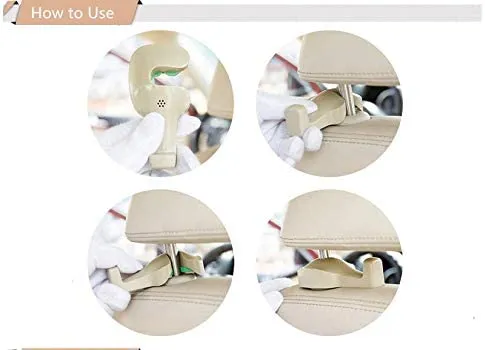 Millennium Collection 2 Pack Universal Car Vehicle Back Seat Headrest Hanger Holder Hook for Bag Purse Cloth Grocery (White 2 Pack)