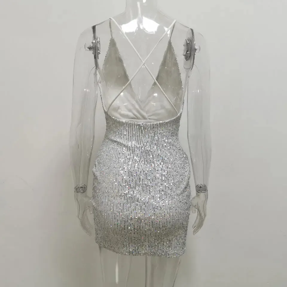 Mini Sequin Halter Dress - Glam Party Wear