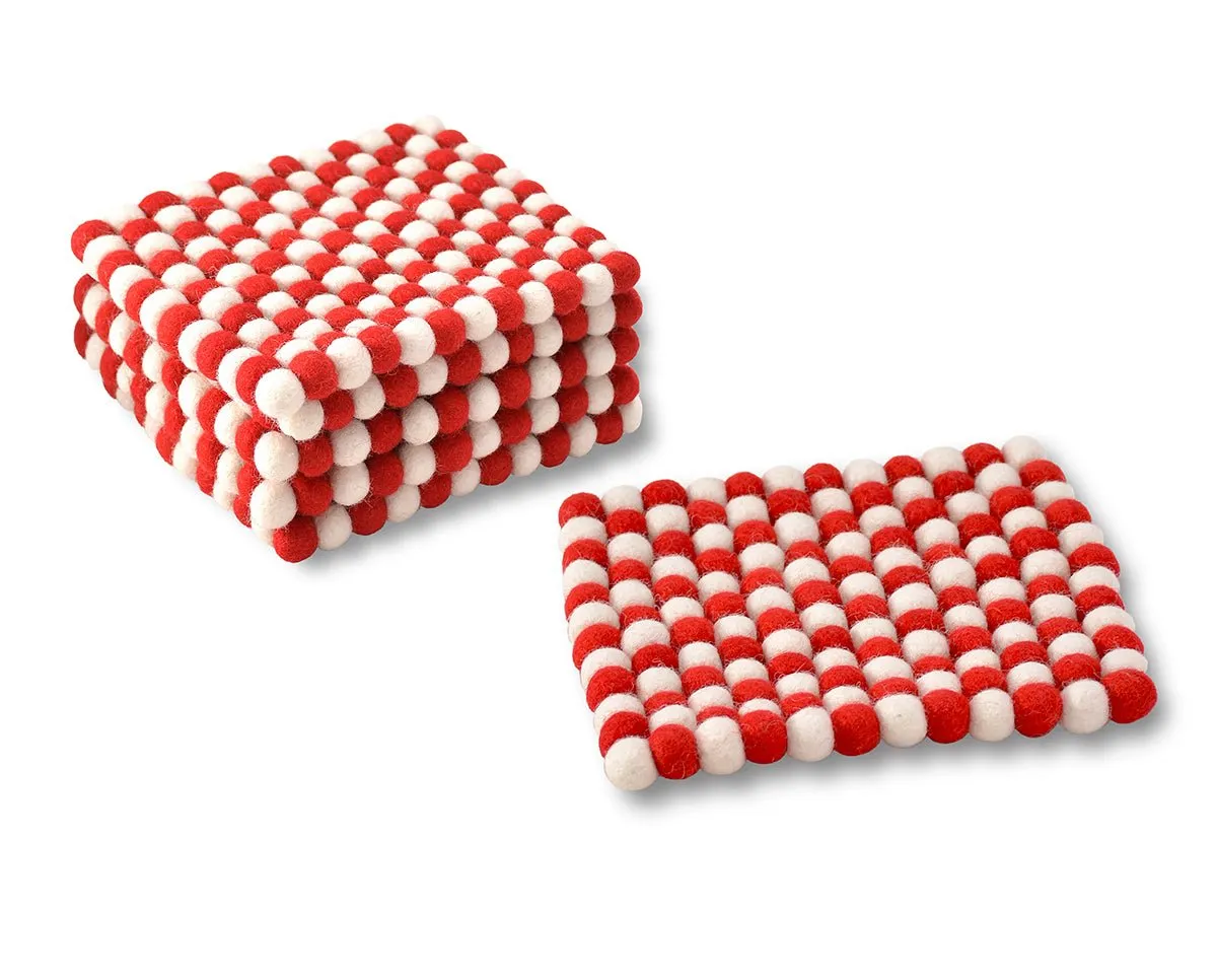 Mini Square Ball Mat- Red & White