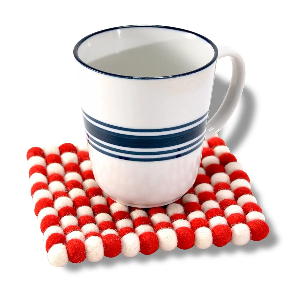 Mini Square Ball Mat- Red & White