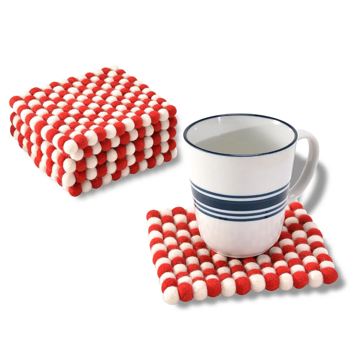 Mini Square Ball Mat- Red & White
