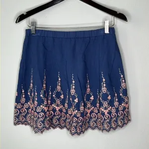 MISA Los Angeles Embroidered Boho Mini Skirt in Blue &amp; Pink Size XS NWOT