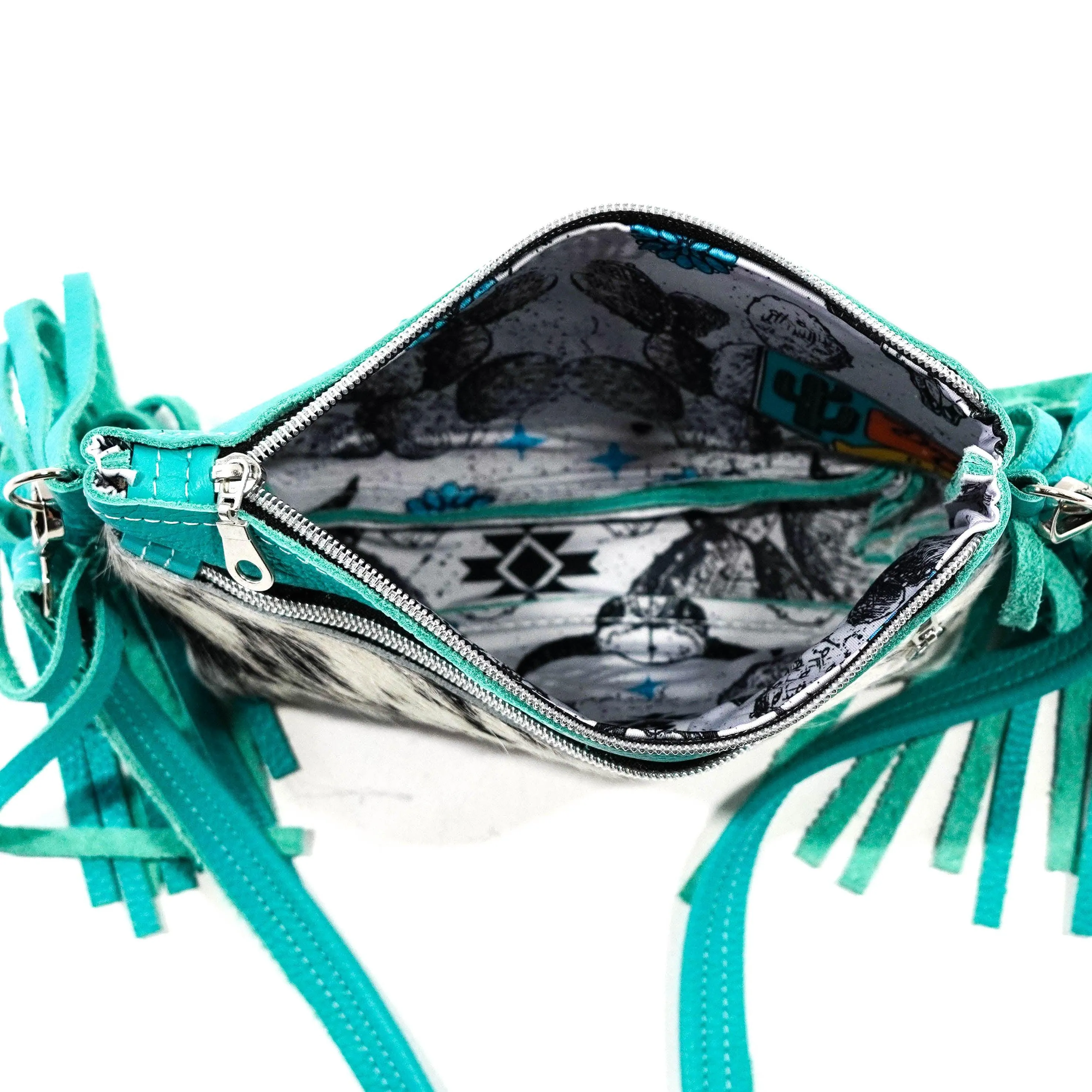 Miss Kitty - Black & White w/ Turquoise Leather