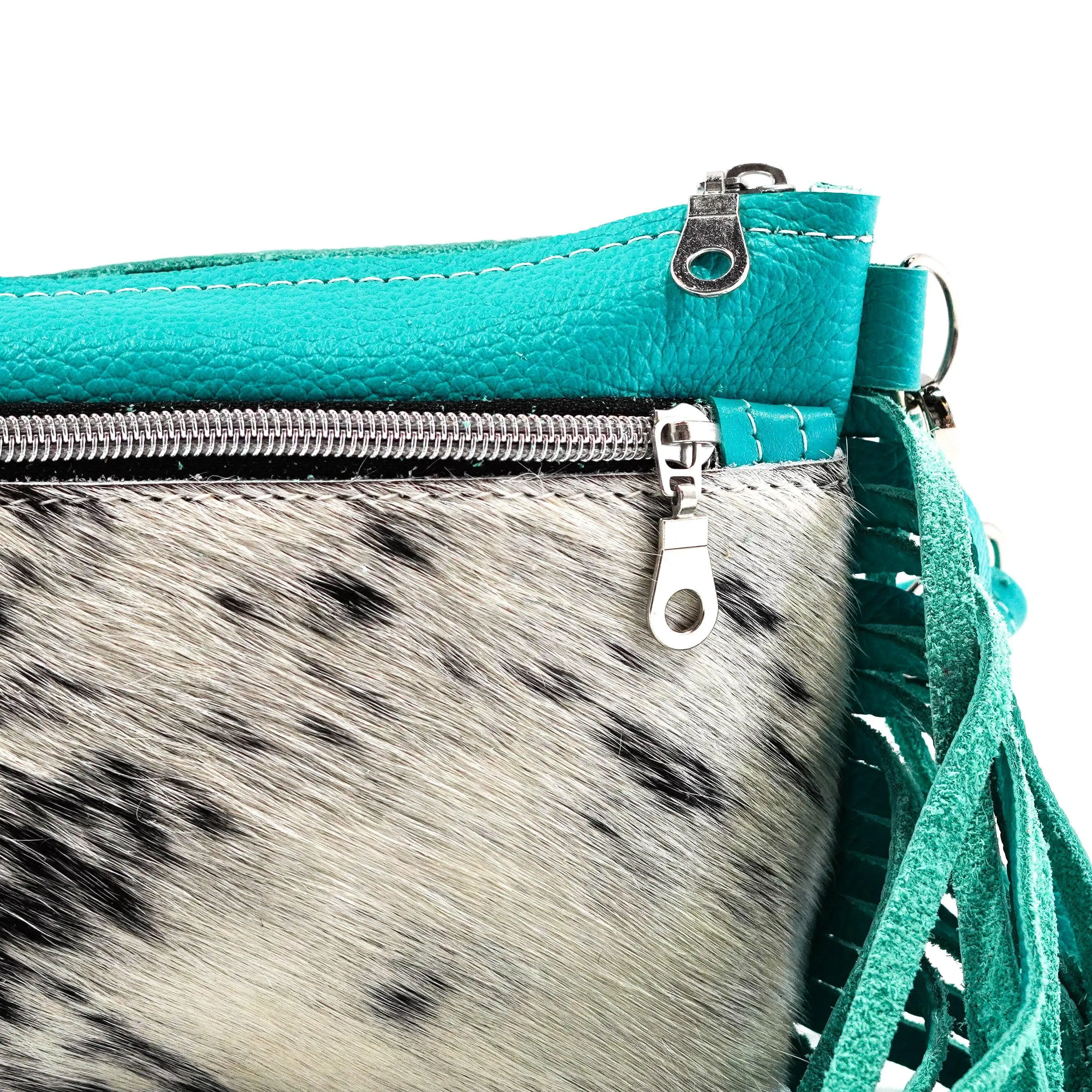 Miss Kitty - Black & White w/ Turquoise Leather
