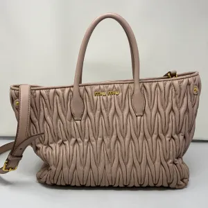 Miu Miu Dusty Rose Leather Bag Matelasse Leather Shopper