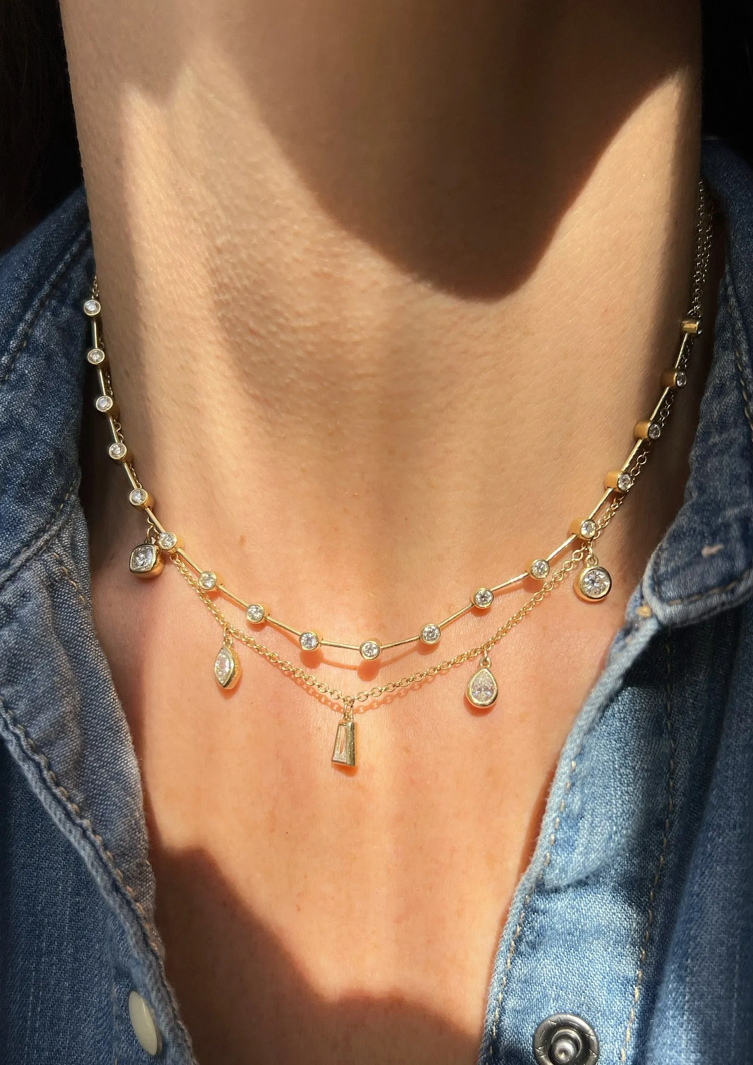 Multi-Diamond Fringe Necklace