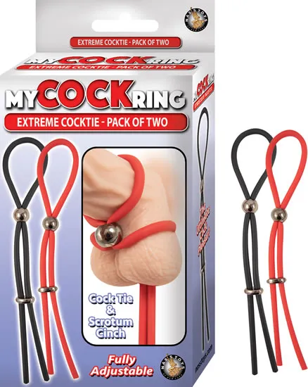 My Cockring Extreme Cocktie-Pack of Two - Black/ Red