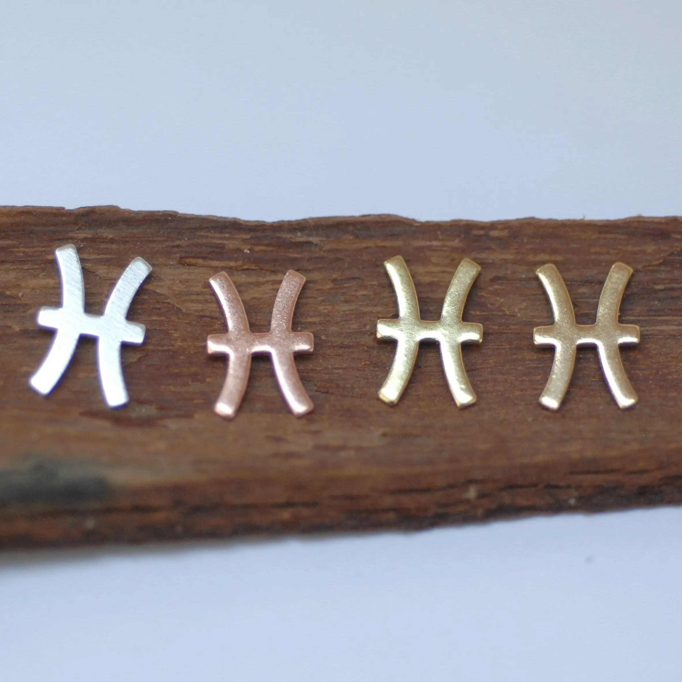 My MOST tiny Pisces zodiac sign shapes 24g Mini miniature metal blanks for making jewelry copper, brass, bronze, sterling silver 925