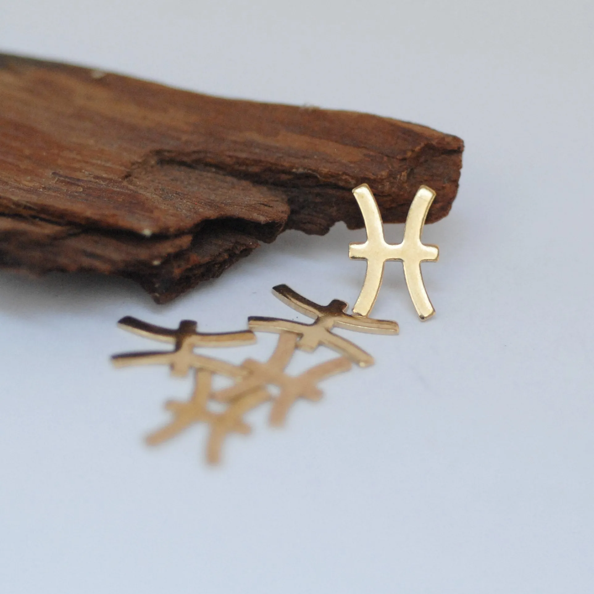 My MOST tiny Pisces zodiac sign shapes 24g Mini miniature metal blanks for making jewelry copper, brass, bronze, sterling silver 925