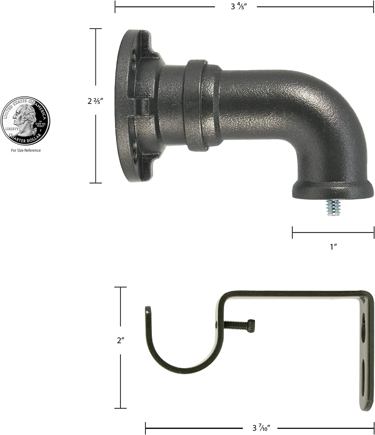 NEW Decopolitan Industrial Wrap Around Telescoping Curtain Rod Set, 72"-144", Bronze