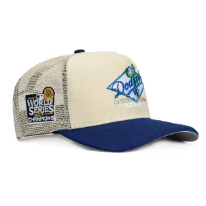 New Era 9Fifty A-Frame Los Angeles Dodgers 2024 World Series Champions Patch Spring Training Snapback Hat - Stone, Royal