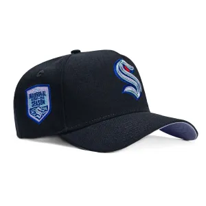 New Era 9Forty A-Frame Seattle Kraken Inaugural Patch Snapback Hat - Navy