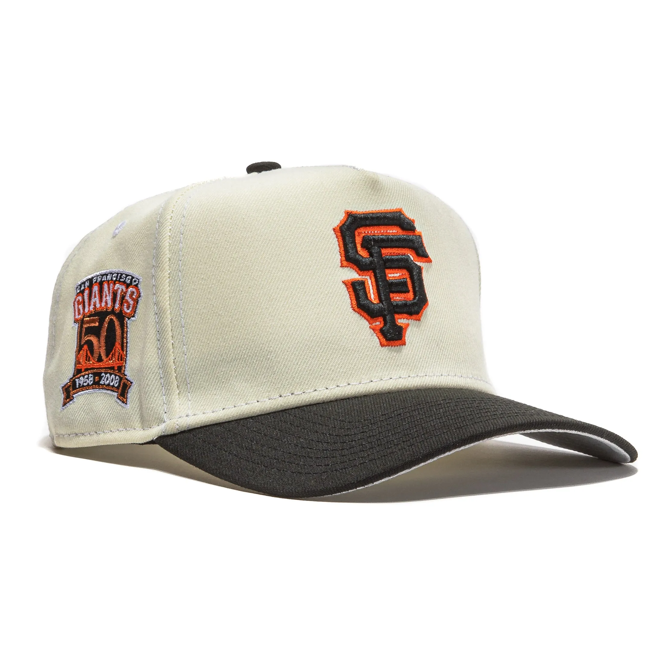 New Era 9Forty A-Frame White Dome San Francisco Giants 50th Anniversary Patch Snapback Hat - White, Black