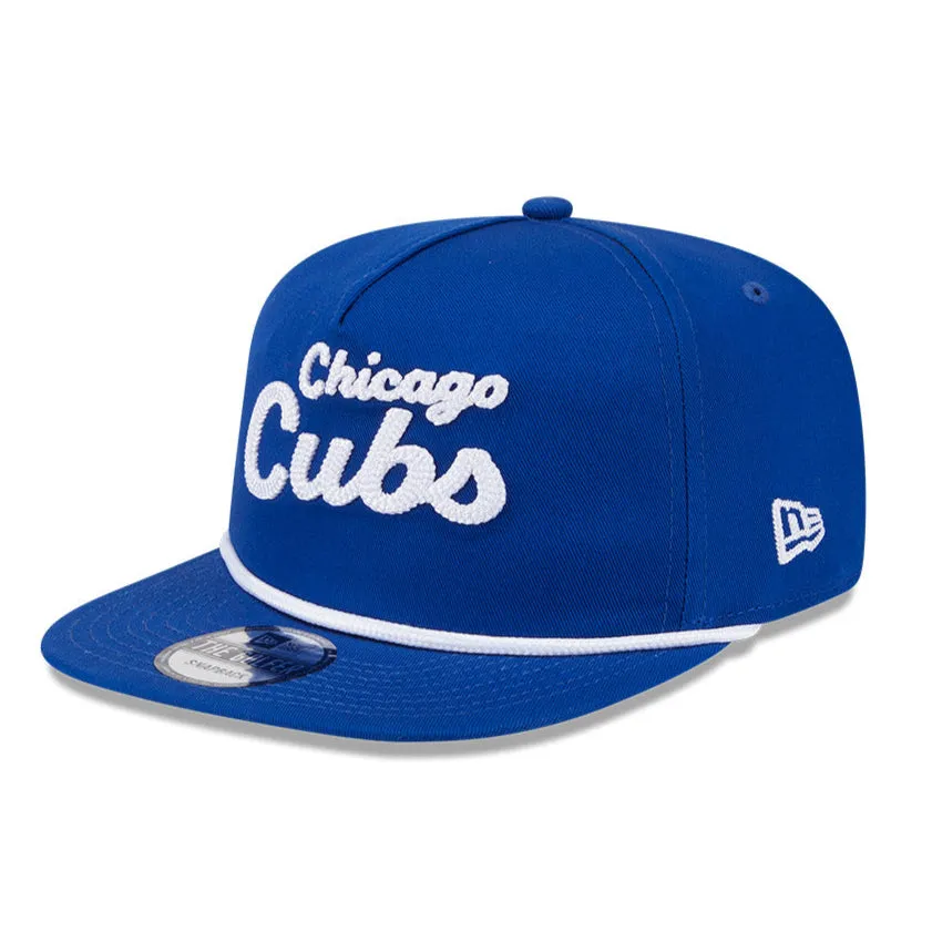 New Era Golfer Team Chain Stitch Chicago Cubs Logo Patch Snapback Hat - Royal