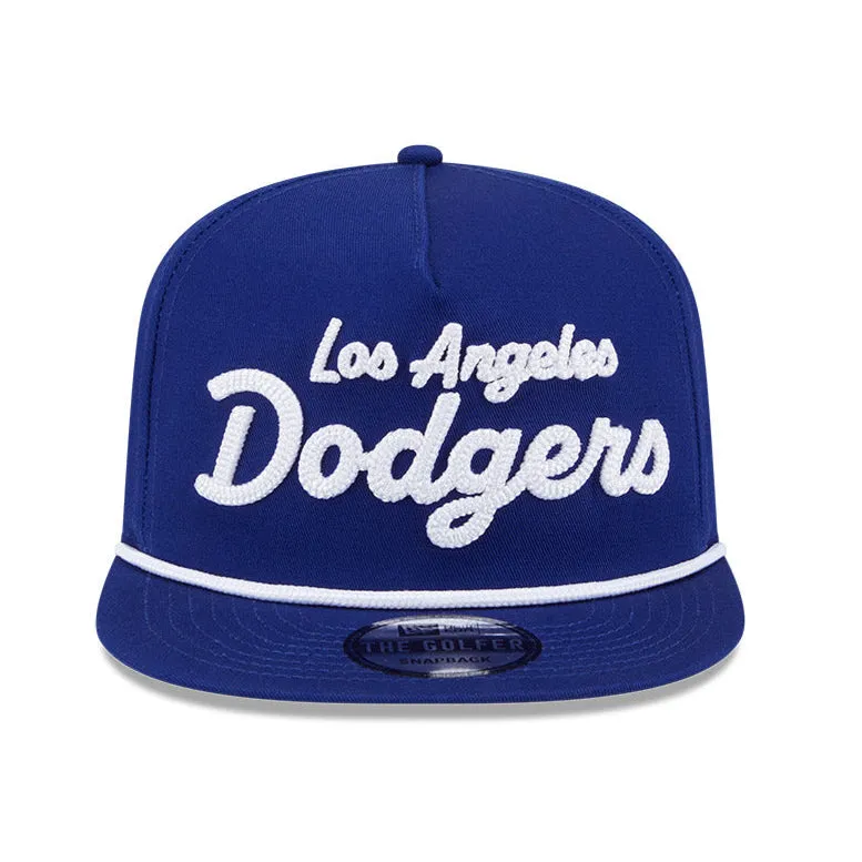 New Era Golfer Team Chain Stitch Los Angeles Dodgers Logo Patch Snapback Hat - Royal