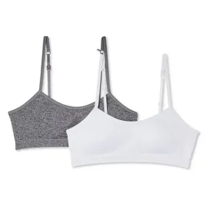 New George Kids Girls' Youth 2 Pack Bralettes, 1 white, 1 dark grey, Sz XL!
