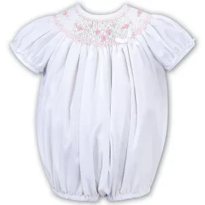 New In Sarah Louise Girls White Daisy Smocked Romper