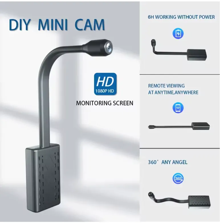 New Mini WiFi Camera HD Indoor Camera 1080P Security Surveillance IP Camera Video Recorder Loop Recording 360 Degree Security Cam