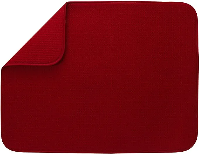New S&T INC. Absorbent, Reversible XL Microfiber Dish Drying Mat for Kitchen, 18 Inch x 24 Inch, Racer Red