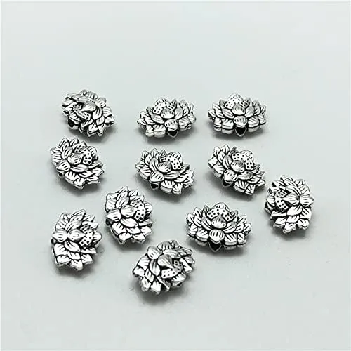 NEW Silver Alloy Lotus Beads connectors Spacer Beads for Jewelry Making DIY Prayer Beads Rosary Bracelet Necklace Accessories - 10pc