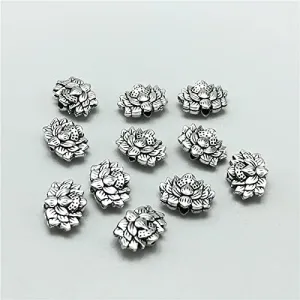 NEW Silver Alloy Lotus Beads connectors Spacer Beads for Jewelry Making DIY Prayer Beads Rosary Bracelet Necklace Accessories - 10pc