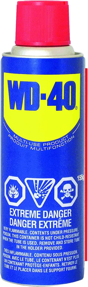 New WD-40 Multi-Use Product 155g Can - Drives Out Moisture, inhibits Rust, lubricates, removes Grease and Stickiness | Single Can