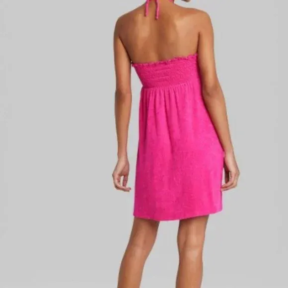 New Women's Sleeveless Smocked Terry Convertible Dress - Wild Fable! Also great a swim coverup or to put on after a shower!! Pink, Sz XXL