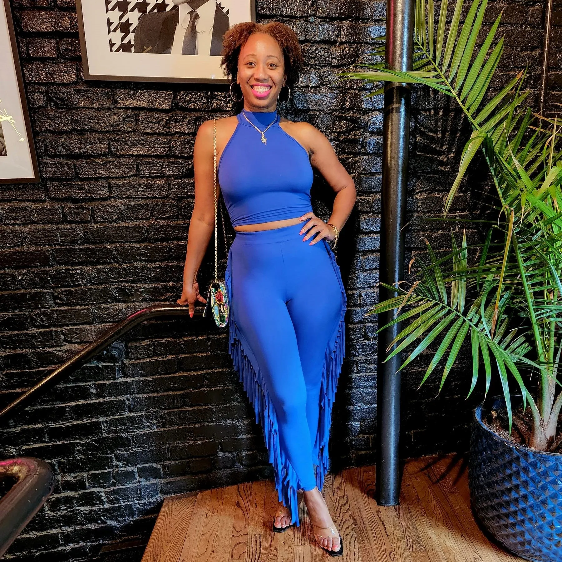 No Casualties | Tank Top And Fringed Legging Set - Blue